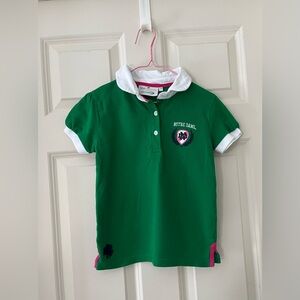 Girl’s NOTRE DAME KIDS Green Ireland Pique Short Sleeve button Polo w/patch 7-8